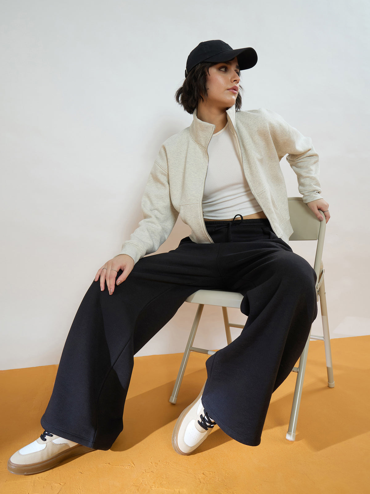 Black Fleece Front Pleated Track Pants -SASSAFRAS