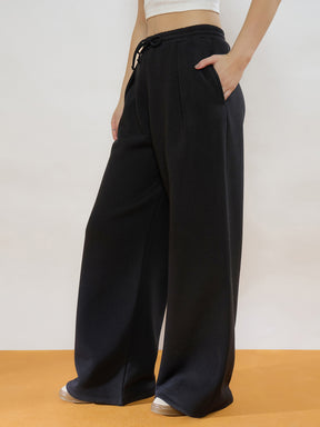 Black Fleece Front Pleated Track Pants -SASSAFRAS