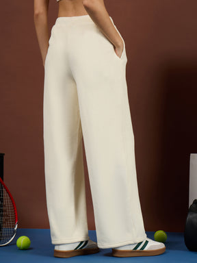 Off-White Polar Fleece Drawstring Track Pants-SASSAFRAS
