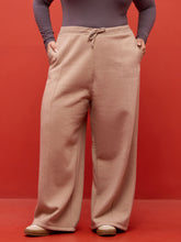 Beige Melange Track Pants-SASSAFRAS Curve