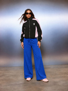 Royal Blue Terry Wide Leg Drawstring Pants-SASSAFRAS