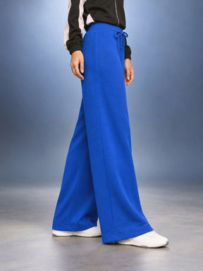Royal Blue Terry Wide Leg Drawstring Pants-SASSAFRAS