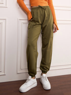 Olive Side Pocket Joggers-SASSAFRAS