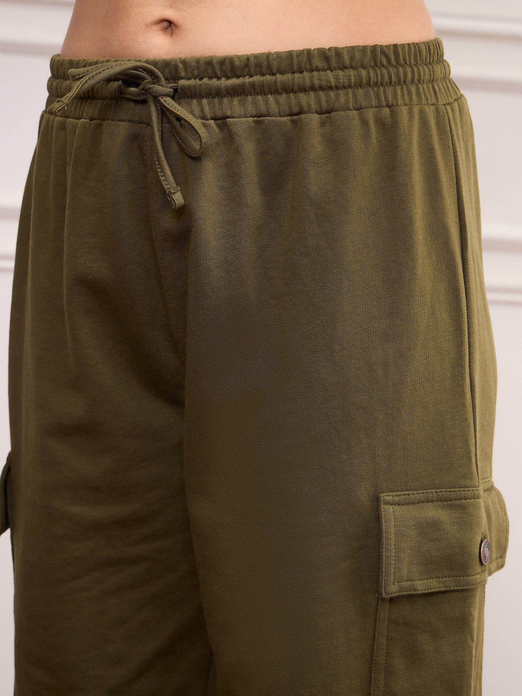 Olive Side Pocket Joggers-SASSAFRAS