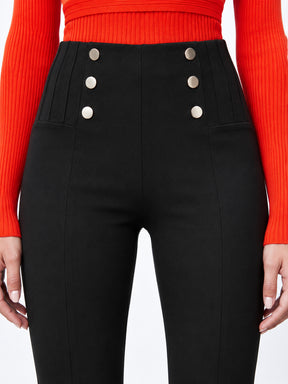 Black Front Button High Waist Jeggings