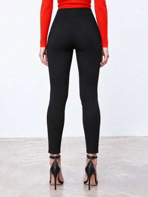 Black Front Button High Waist Jeggings
