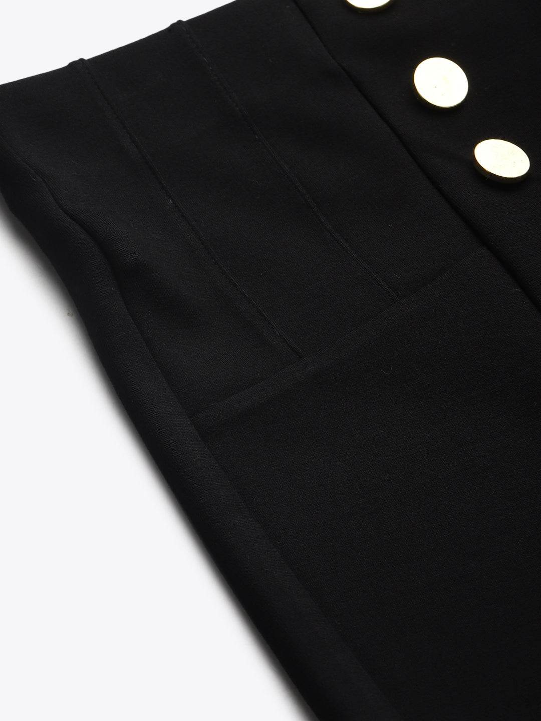 Black Front Button High Waist Jeggings-SASSAFRAS