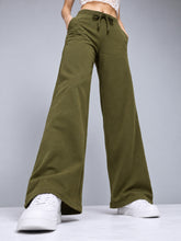 Olive Terry Drawstring Wide Leg Pants