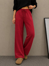 Maroon Terry Drawstring Wide Leg Pants