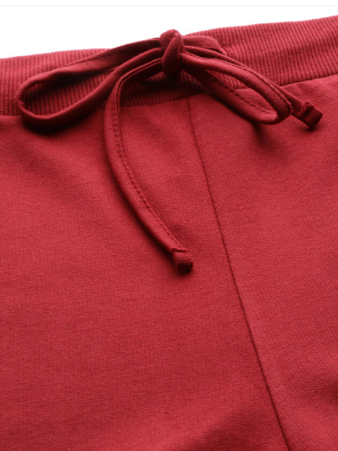 Maroon Terry Drawstring Wide Leg Pants