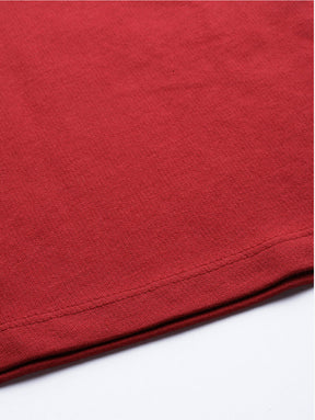 Maroon Terry Drawstring Wide Leg Pants