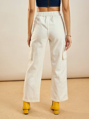 White Box Pockets Straight Pants-SASSAFRAS