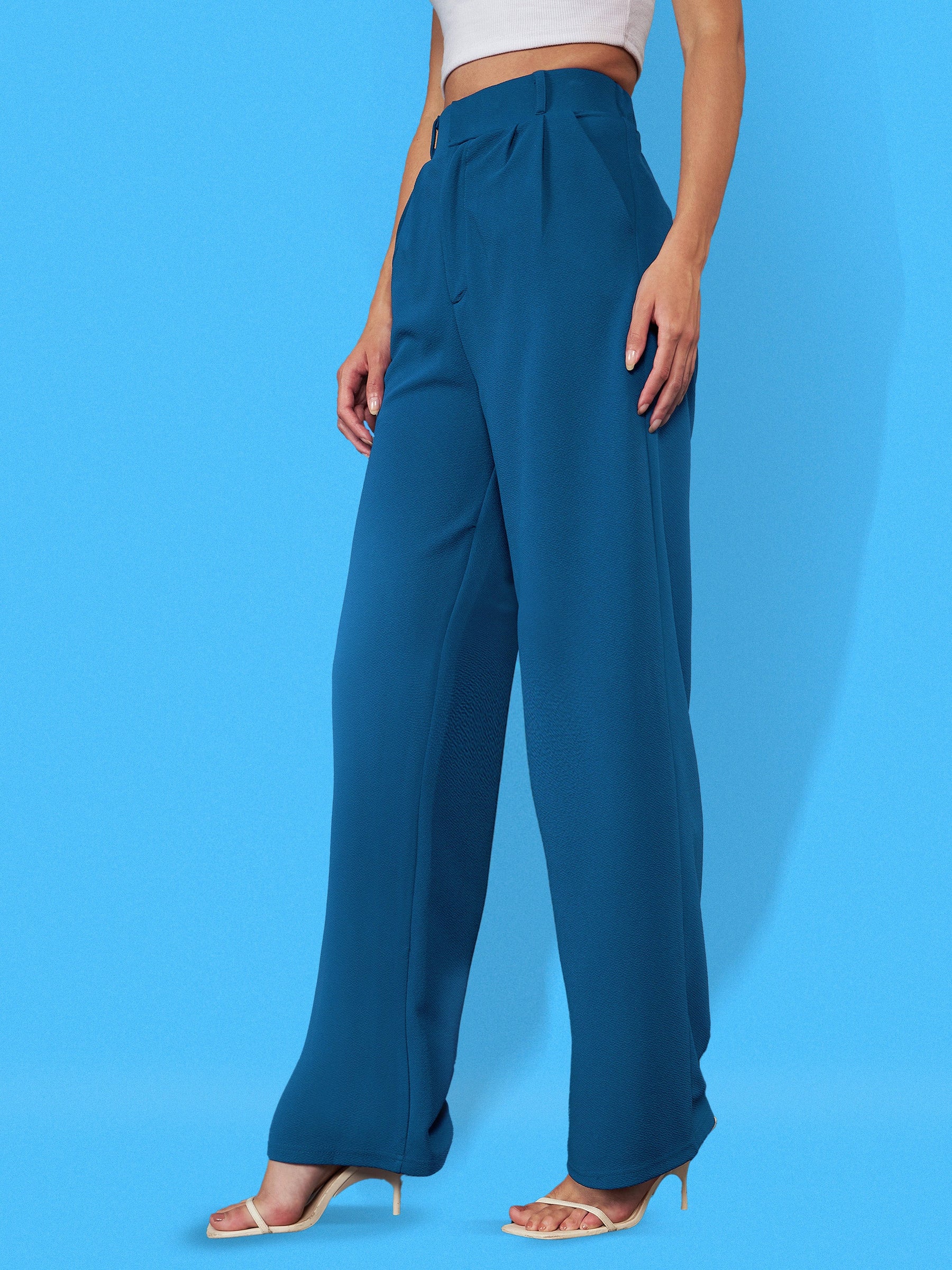 Blue Bell Bottom Knitted Pants-SASSAFRAS