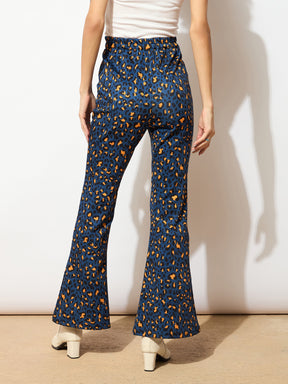 Navy Cheetah Scuba Bell Bottom Pants-SASSAFRAS