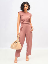 Brown Pleated Sleeveless Top With Pants-SASSAFRAS