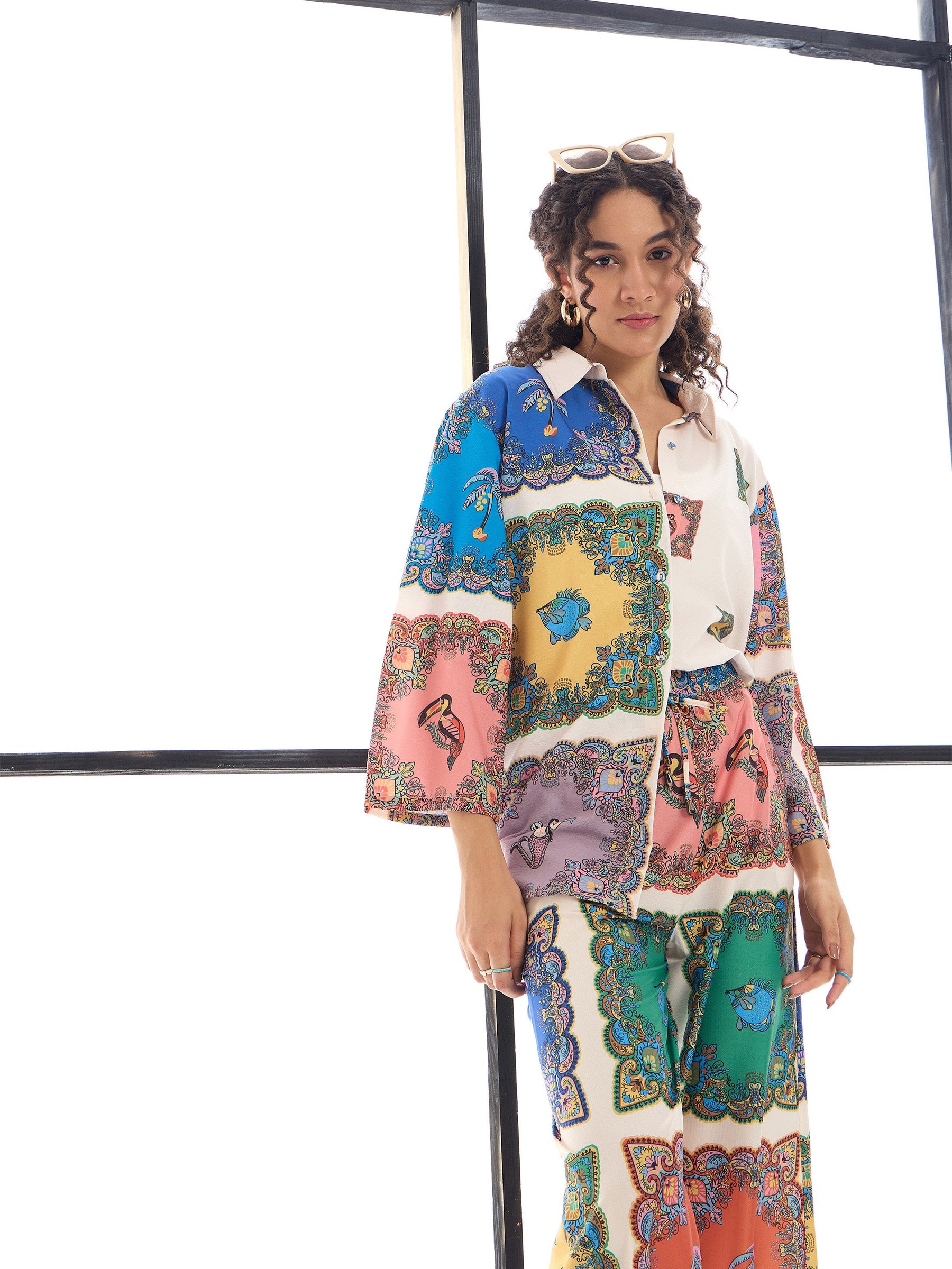 Multi Colour Conversational Printed Shirt With Pants-SASSAFRAS alt-laze