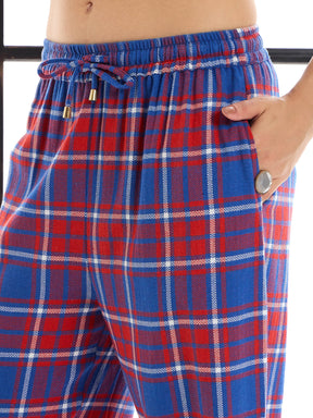 Red & Blue Check Shirt With Lounge Pants-SASSAFRAS alt-laze