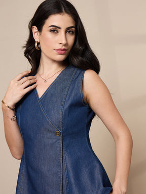 Blue Tencel Vest Top With Pants-SASSAFRAS worklyf