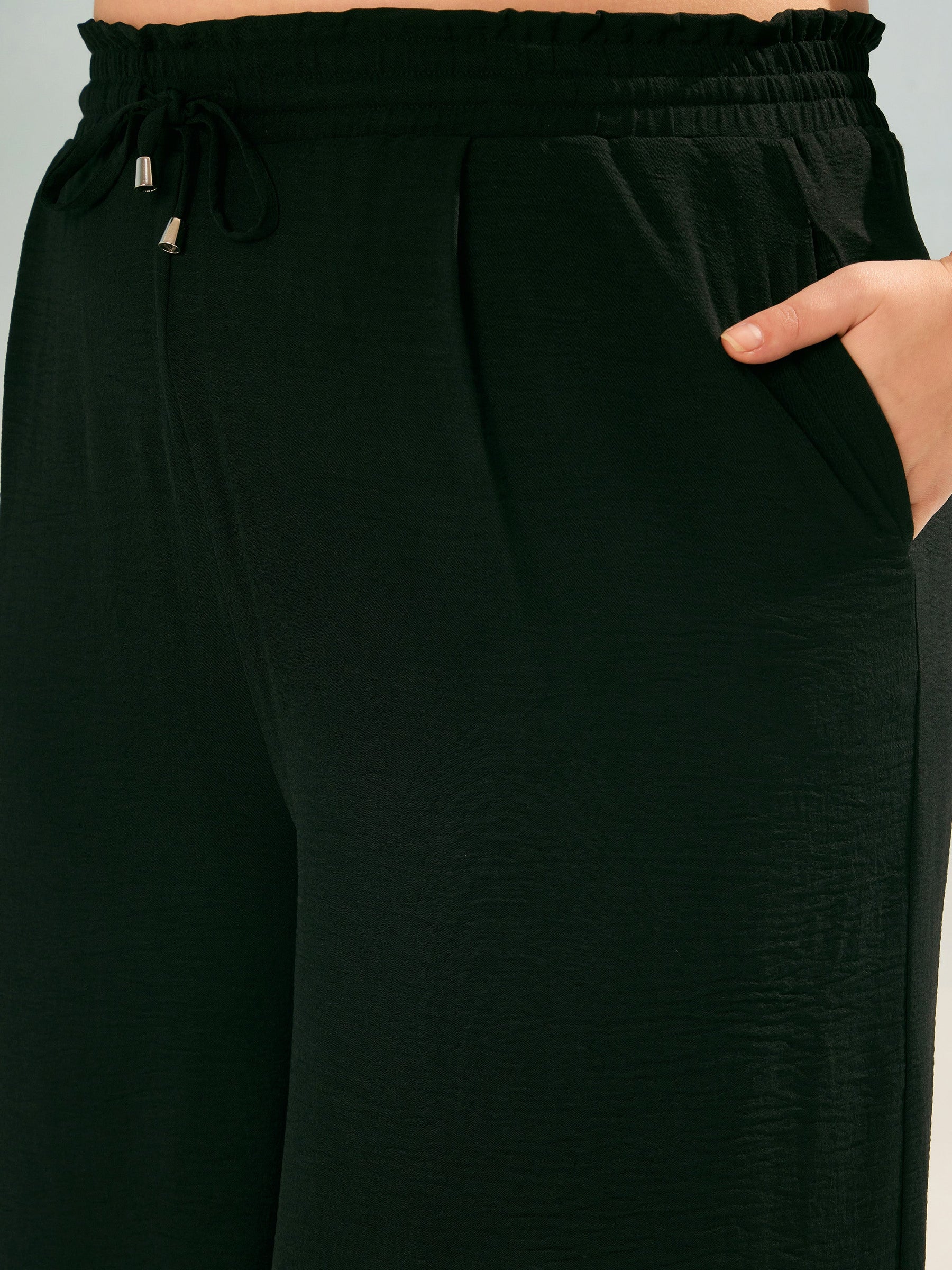 Black Button Down Top with Straight Pants-SASSAFRAS Curve