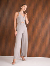 Grey Waistcoat Top With Straight Pants-SASSAFRAS