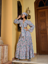 Blue Paisley Wrap Top With Tiered Skirt -Pink Paprika By SASSAFRAS