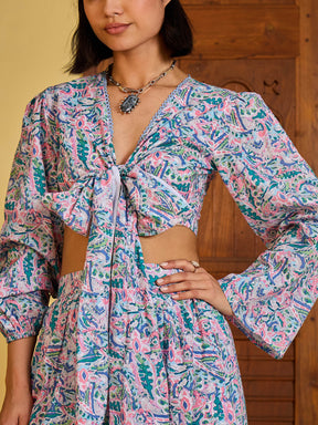 Blue Paisley Wrap Top With Tiered Skirt -Pink Paprika By SASSAFRAS