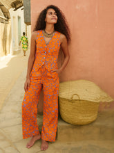 Women Grey & Orange Floral Vest Top With Pants