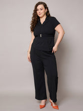 Black Front Buckle Top With Straight Pants-SASSAFRAS Curve