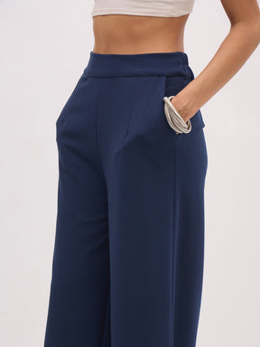 Blue Front Slit Top With Straight Pants-SASSAFRAS worklyf
