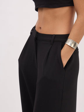 Black Button Top With Cross Pocket Pants-SASSAFRAS worklyf