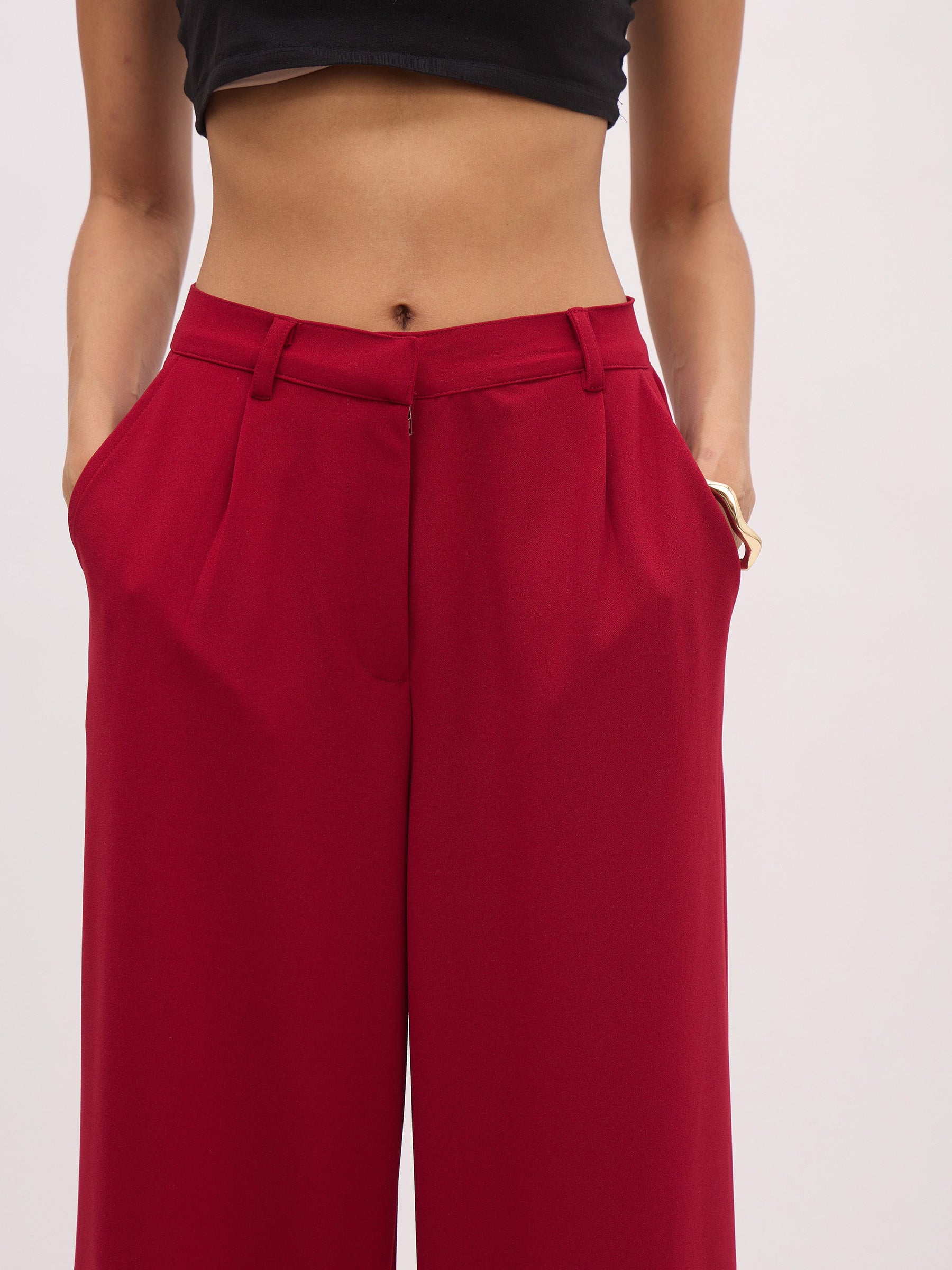 Maroon Button Top With Cross Pocket Pants-SASSAFRAS worklyf