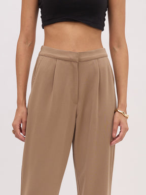 Beige PeterPan Cap Sleeve Button Top With Trousers-SASSAFRAS worklyf