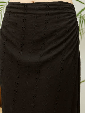 Black Schiffli Shirt with Skirt-SASSAFRAS