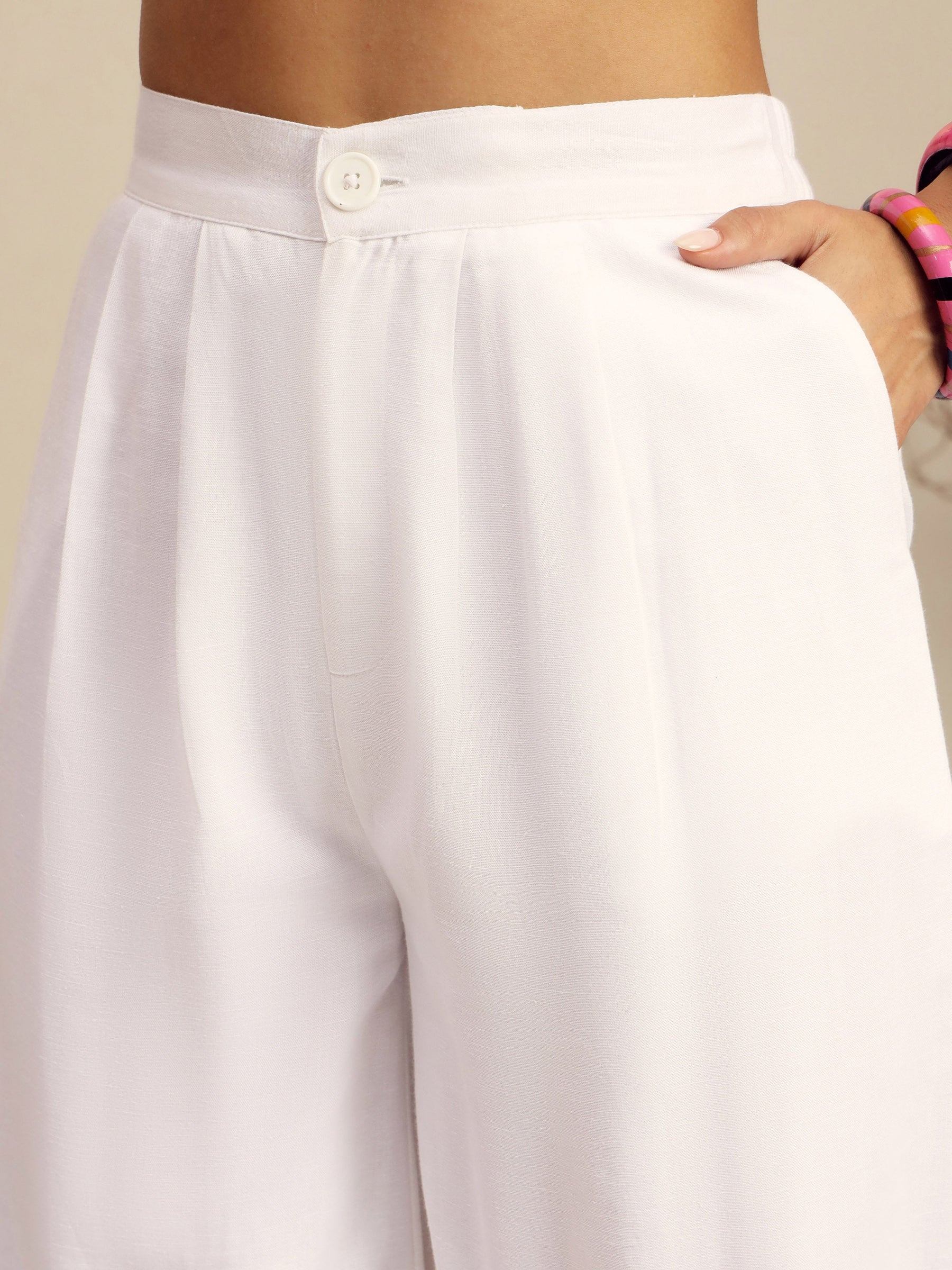 White Vest Top With Straight Pants-Pink Paprika By SASSAFRAS