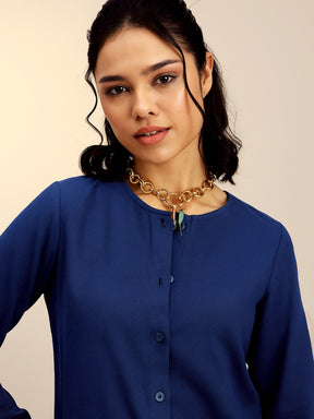 Navy Full Sleeves Top With Mom Fit Pants -Pink Paprika By SASSAFRAS