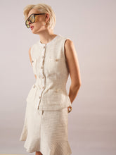 White Tweed Waist Top With Flared Mini Skirt-SASSAFRAS