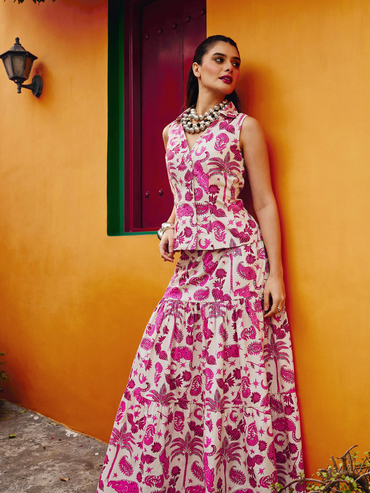 Pink Animal Print Vest Top With Tiered Skirt -Pink Paprika By SASSAFRAS