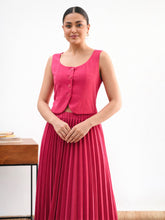 Fuchsia Sleeveless Waistcoat With Midi Skirt-SASSAFRAS worklyf
