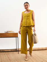 Lemon Rhombus Neck Top With Cross Pocket Pants-SASSAFRAS worklyf