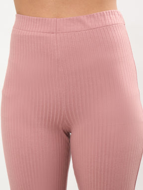 Pink V-Neck Crop Top With Elasticated Pants-SASSAFRAS