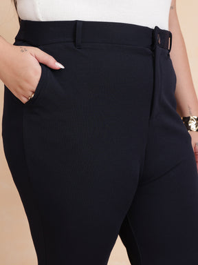 Women Navy Front Button Top With Pants