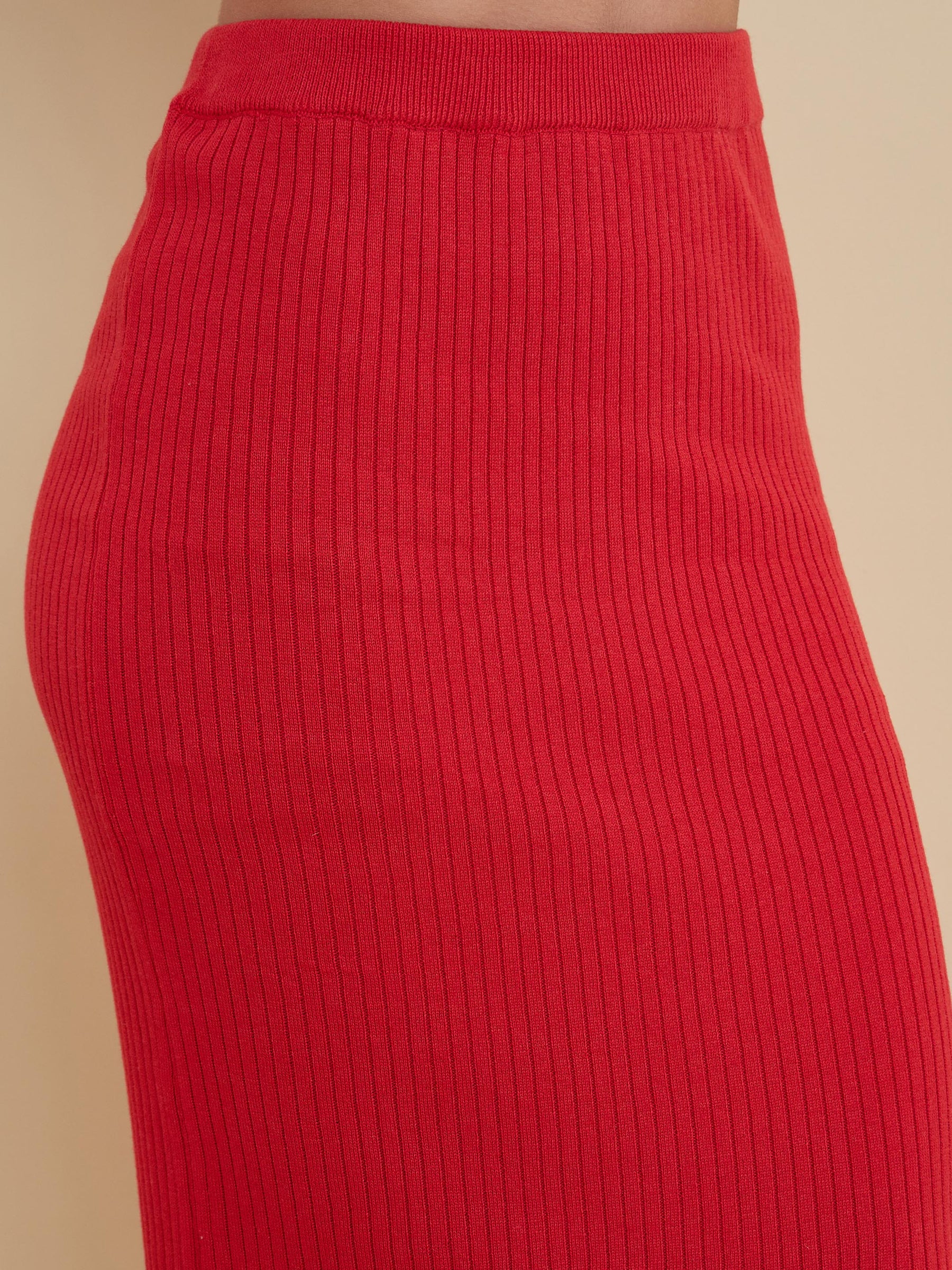 Red Knitted Front Button Top With Maxi Skirt -SASSAFRAS