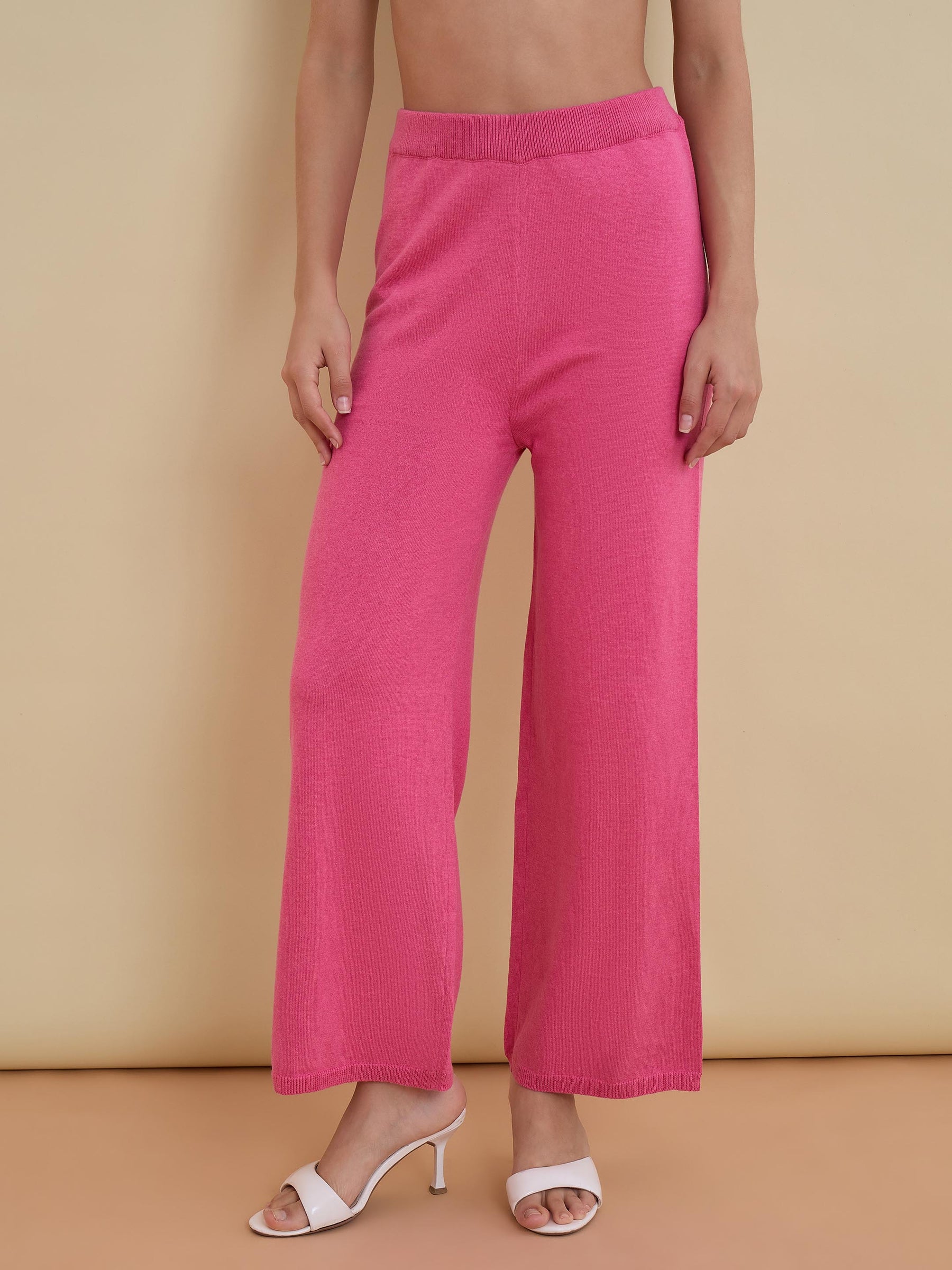 Pink & Navy Knitted Oversize Sweatshirt With Pants-SASSAFRAS
