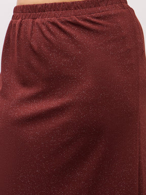 Brown Metal Button Top With Midi Skirt-SASSAFRAS Curve