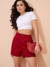 Red Denim Shorts-SASSAFRAS