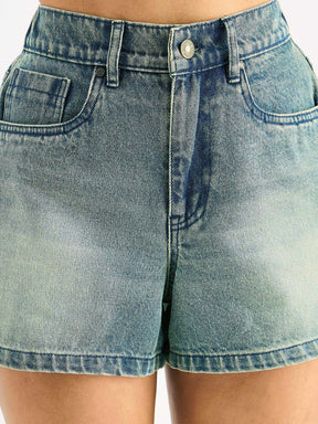 Blue Wash Denim Shorts-SASSAFRAS BASICS