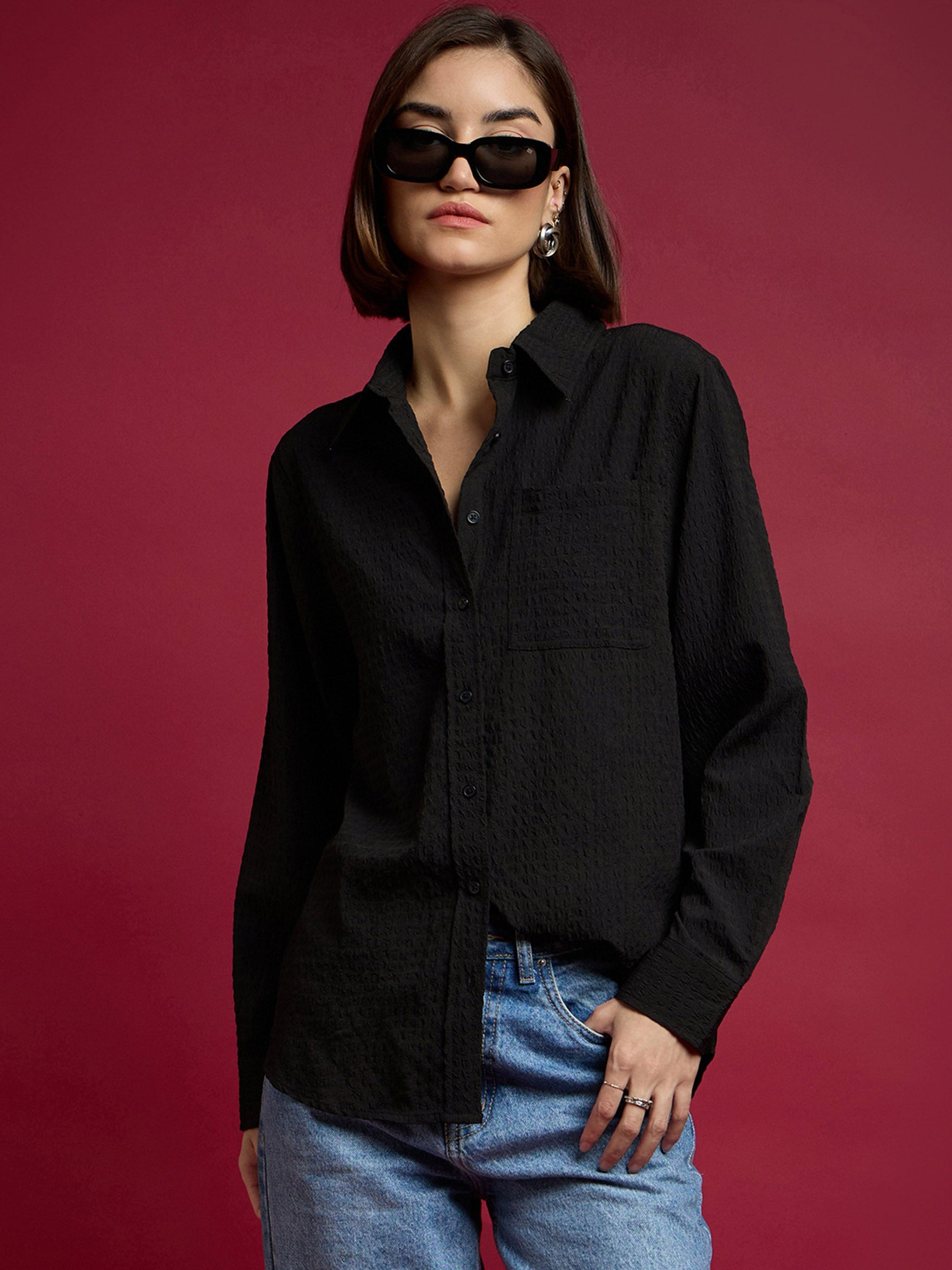 Black Relaxed Fit Shirt-SASSAFRAS