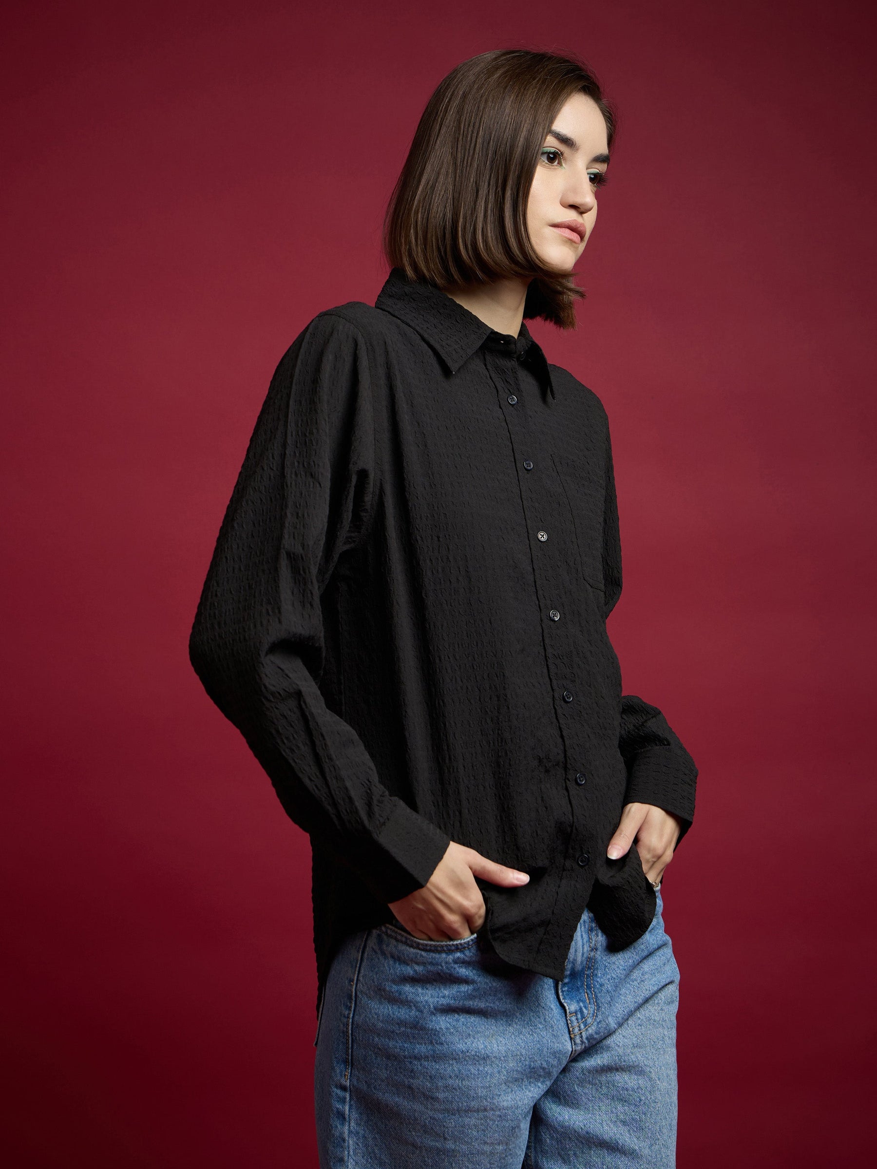 Black Relaxed Fit Shirt-SASSAFRAS