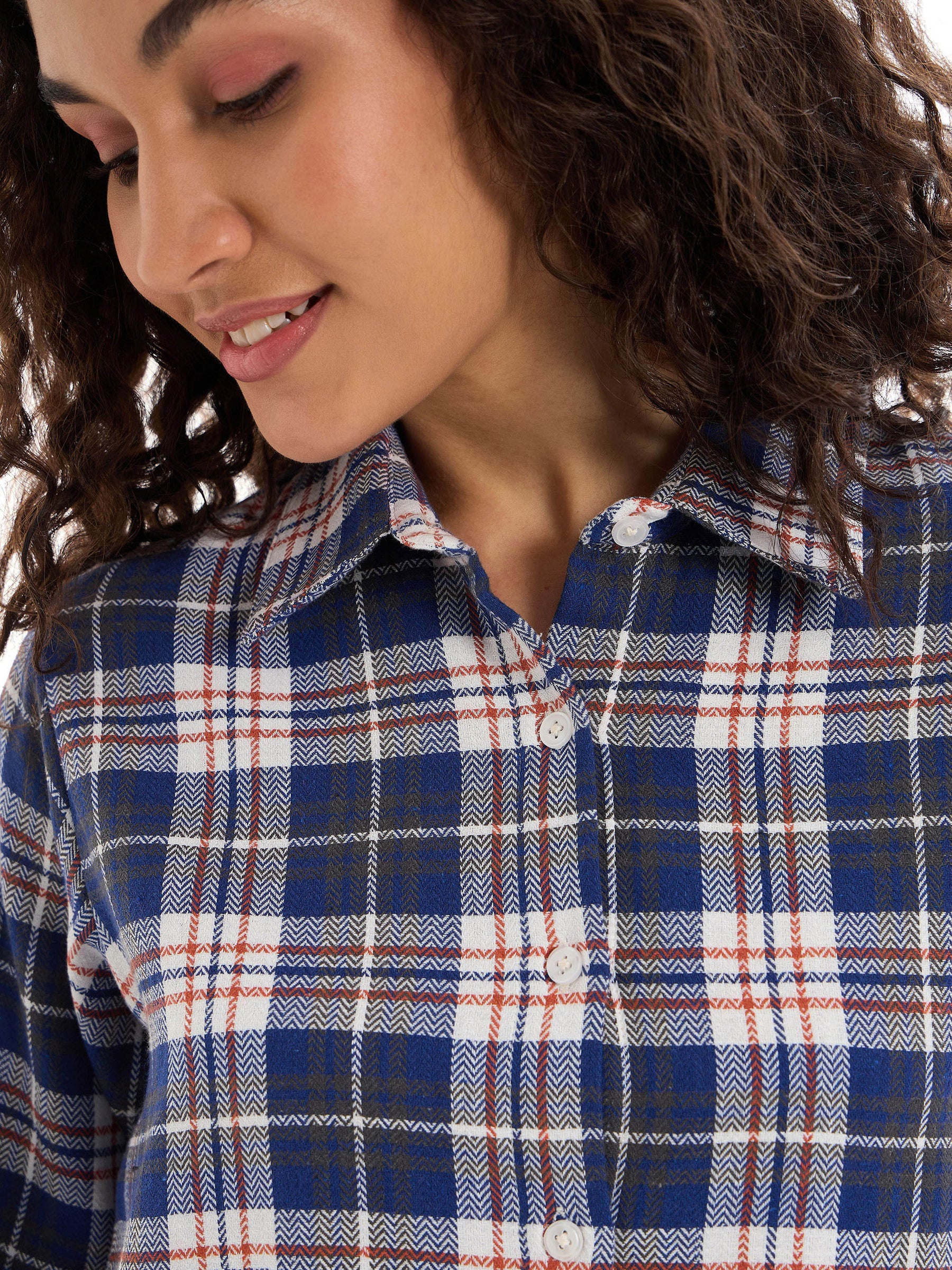 Navy & White Check Lounge Longline Shirt-SASSAFRAS alt-laze