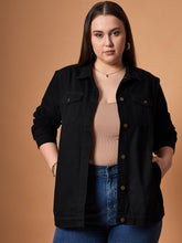 Black Denim Shacket -SASSAFRAS Curve